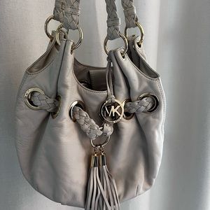 Authentic Michael Kors Tassel Leather Handbag - Cream